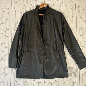 PrettyLittleThing Black Faux Leather Blazer Jacket US 6